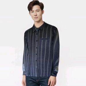 John Lennon for English Laundry button front shirt Mens size Med blue striped